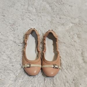 Junior Tods Pink Leather Buckle‎ Ballet Flats Kids Size 11.5